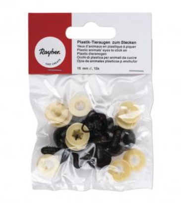 Turvasilmä 15mm ruskea, 10kpl - Silmät, kuonot, nivelet - 8911205 - 1