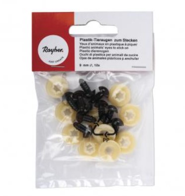 Turvasilmä 9mm ruskea, 10kpl - Silmät, kuonot, nivelet - 8911005 - 1