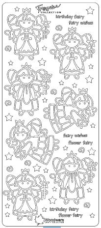 Ääriviivatarra enkelit / keijut hopea - Jouluiset ääriviivatarrat - 75385 - 1