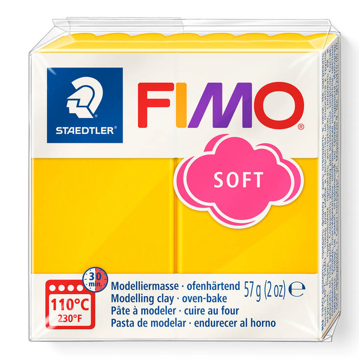 Fimo soft, perusvärit,keltainen - FIMO Soft ja Effect -muovailumassat - 8020-16 - 2