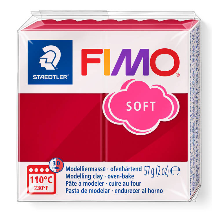 Fimo soft, perusvärit, kirsikanpunainen - FIMO Soft ja Effect -muovailumassat - 8020-26 - 2