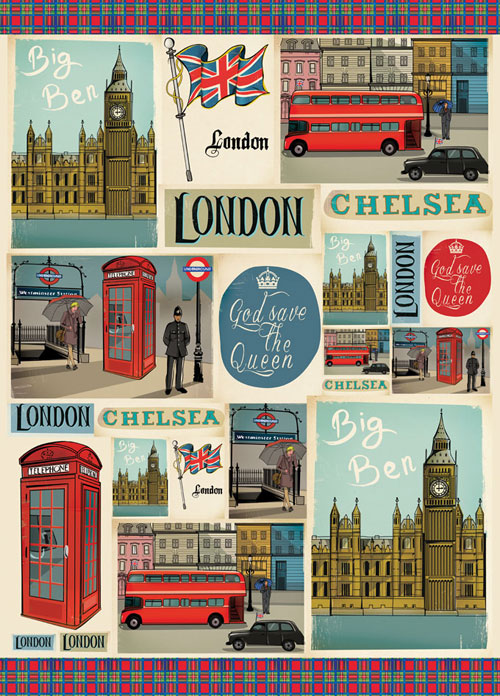 Huopa kuviollinen 50x70cm, London - Askarteluhuovat ja vanu - FLSG-ST16 - 1