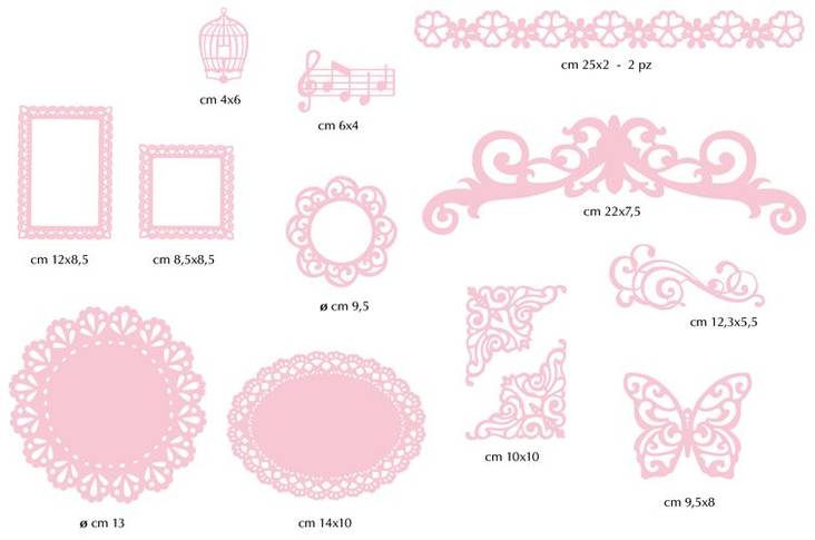 Paperikuviot 12kpl, vaaleanpunaiset - Muut koristelutarvikkeet - SBA336 - 1