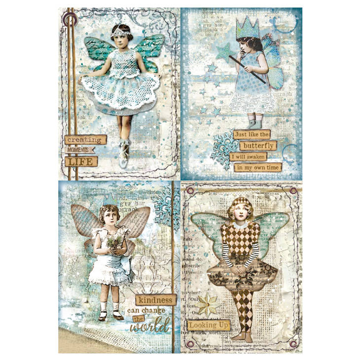 Riisipaperi A4 Blue Stars -kuvat - Riisi- ja decoupage-paperit - DFSA4246 - 1