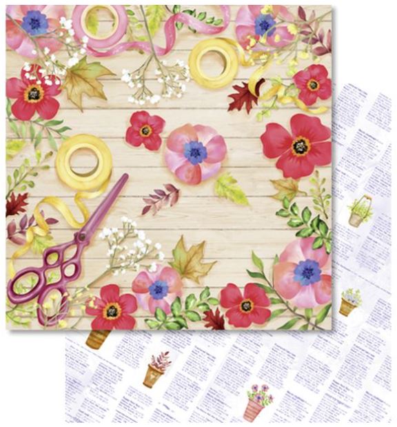 Skräppipaperi kimalteella Puutarha 190g - Skräppipaperit ja kuviokartongit - 703100296 - 1