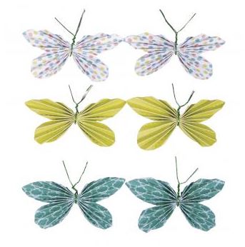 Tarraperhoset 6kpl vihreäsävyiset - Tarrat, värikkäät - 60587426 - 1