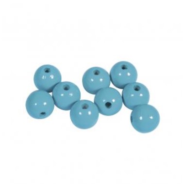 Puuhelmi, 12 mm, 32 kpl, turkoosi - Puuhelmet - 1250407 - 1
