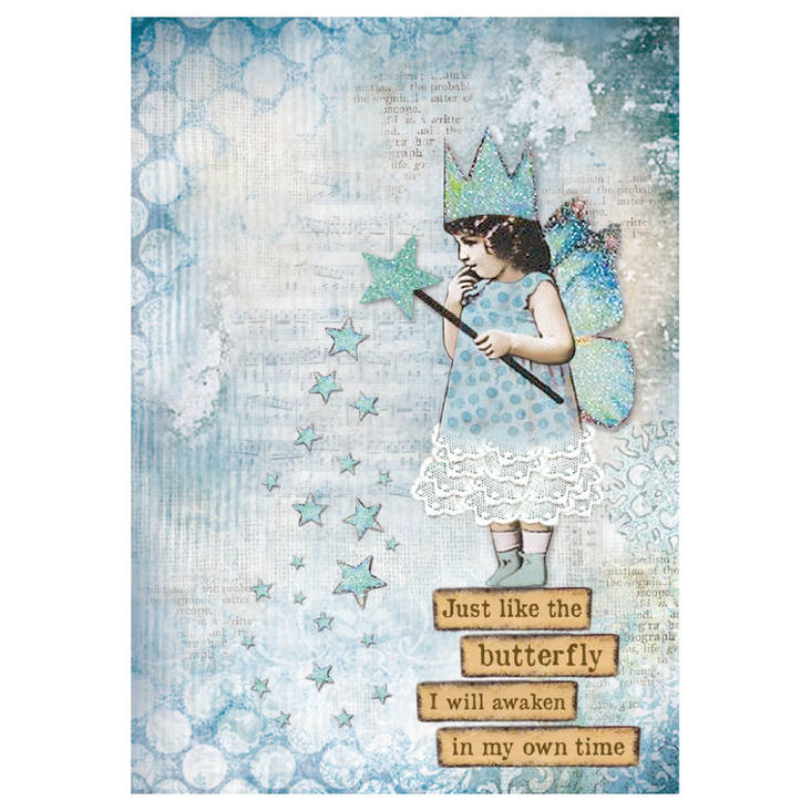 Riisipaperi A4 Blue Stars Taikasauva - Riisi- ja decoupage-paperit - DFSA4247 - 1