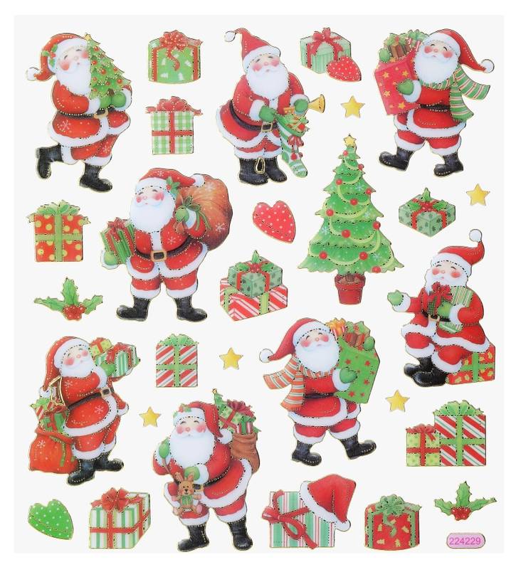 Tarra-arkki Joulupukit ja lahjat - Tarrat, värikkäät - 3452397 - 1