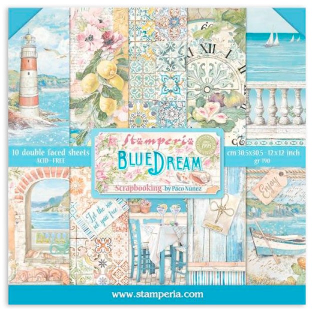 Paperilehtiö 30x30cm 10kpl Blue Dream - Kuviopaperilajitelmat - SBBL127 - 1