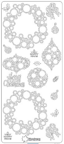 Ääriviivatarra kuplakranssit hopea - Jouluiset ääriviivatarrat - 75377 - 1