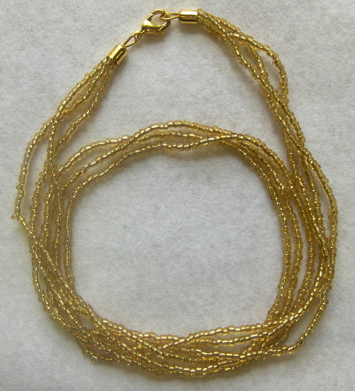 Kaulanauha, siemenhelmistä, 45 cm, kulta - OUTLET - 85668 - 1