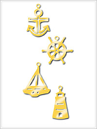 Messinkisabluunat, Nautical, 4 eril. LKL - Tarra-, kartonki- ja metallisabluunat - 46508 - 1