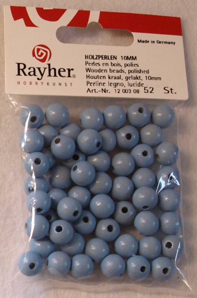 Puuhelmi, 10 mm, 52 kpl vaaleansininen - Puuhelmet - 1250308 - 1