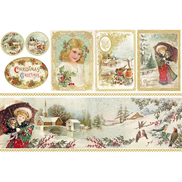 Riisipaperi 48x33cm Joulutyttöjä - Riisi- ja decoupage-paperit - DFS338 - 1