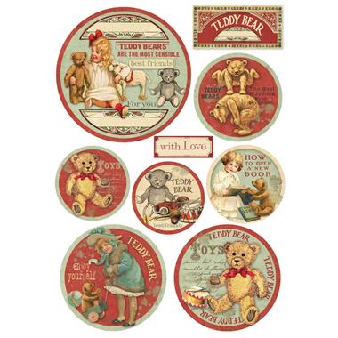 Riisipaperi A4 Nallekarhut, ympyrät - Riisi- ja decoupage-paperit - DFSA4198 - 1