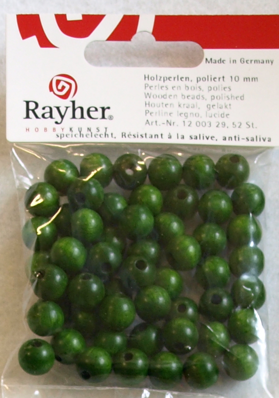 Puuhelmi, 10 mm, 52 kpl, vihreä - Puuhelmet - 1250329 - 1