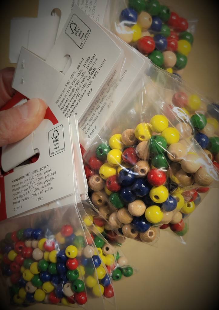 Puuhelmi, 6 mm, 115 kpl, värisekoitus - Puuhelmet - 1250149 - 1