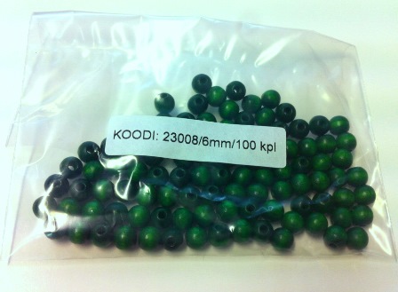 Puuhelmi, 6 mm, 115 kpl, vihreä - Puuhelmet - 1250129 - 2