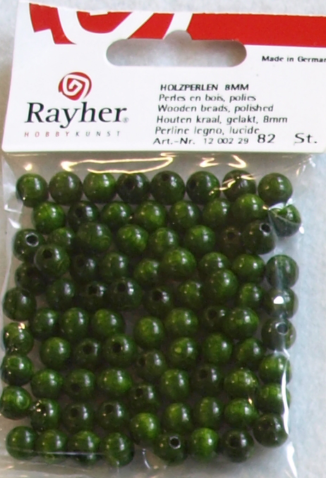 Puuhelmi, 8 mm, 82 kpl, vihreä - Puuhelmet - 1250229 - 1