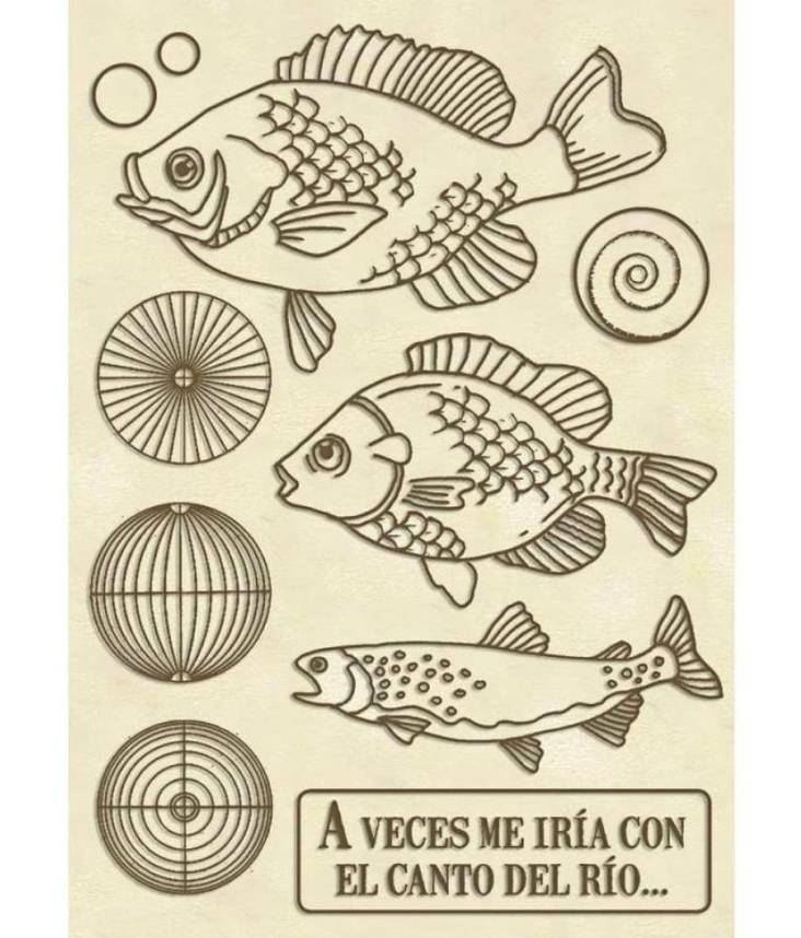 Vanerikuvioarkki A6, Kalat - Muut koristelutarvikkeet - KLSPA609 - 1