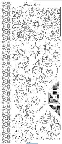 Ääriviivatarra joulukuvioita hopea - Jouluiset ääriviivatarrat - 75389 - 1