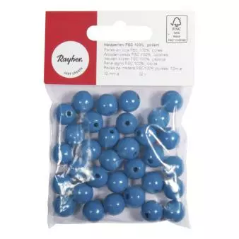 Puuhelmi 12mm 32kpl keskisininen - Puuhelmet - 1250409 - 2