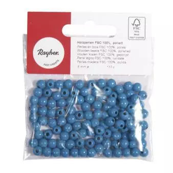 Puuhelmi, 6 mm, 115 kpl, keskisininen - Puuhelmet - 1250109 - 1