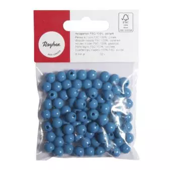 Puuhelmi, 8 mm, 82 kpl, keskisininen - Puuhelmet - 1250209 - 1