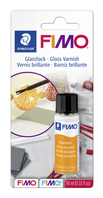 Fimo-lakka, kiiltävä, 10 ml + sivellin - FIMO-tarvikkeet ja lisäaineet - 8703-01BK - 3