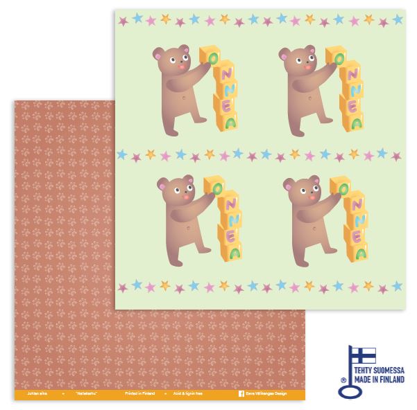 Skräppipaperi 30x30cm NALLEKARHU - Skräppipaperit ja kuviokartongit - 900-NK - 1