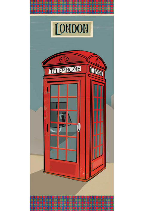 Riisipaperi 24x60cm London phone box - Riisi- ja decoupage-paperit - DFS211L - 1